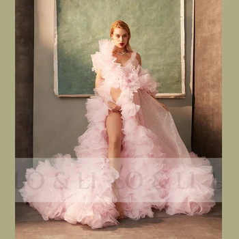 LO&LI Luxury Pink Organza Ball Gown suknelė motiniškai fotosesijos aprangai 2023 m Grindų ilgis Nėščia Kūdikio dušo vakarėlis Custom
