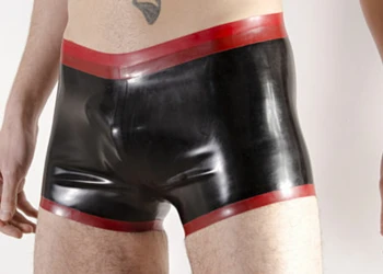100% latekso guma juoda raudona seksuali laisvalaikio mada sportiniai šortai Helovino mada