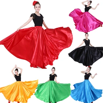 10Color Flamenko sijonai moterims Ispanų šokis Čigonų pilvo choras Suaugusiųjų solidus sceninis pasirodymas Moterų bulių kautynės Ispanija suknelė