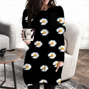 2023 Nauja Y2K spalvinga spausdinimo mados suknelė Vasaros mados moteriškas megztinis Kasdienis rudens ir žiemos ilgas kišeninis stilius