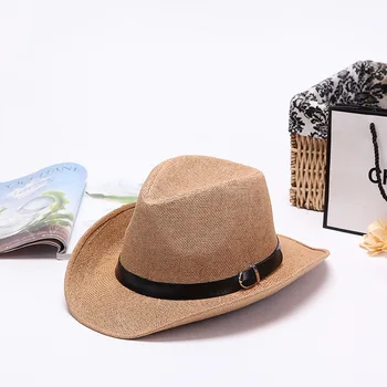 2023 Vasaros kepurė vyrams ir moterims Didelis kraštas paplūdimio saulės kepurė Vakarų kaubojų kepurė lauke Laisvalaikio sulankstoma šiaudinė skrybėlė