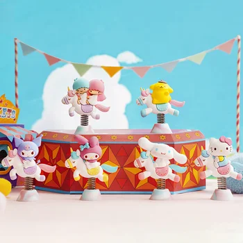 7cm Miniso Sanrio Figūrėlė Hello Kitty Kuromi Melody Cinnamoroll Kawaii Figūrėlė Ornamenti Serie Carosello Linksmos lėlės Dovanos