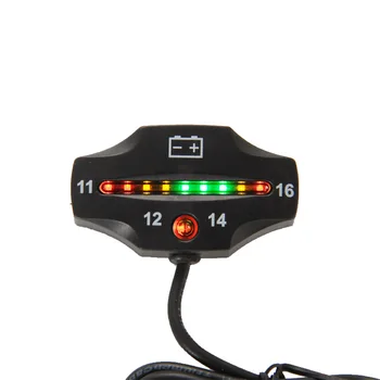 Akumuliatoriaus indikatorius 12v Akumuliatoriaus matuoklis Mini LED motociklų purkštuvui Van ATV Jet Ski E-Bike Elektrinis Apžvalginis automobilis BI006