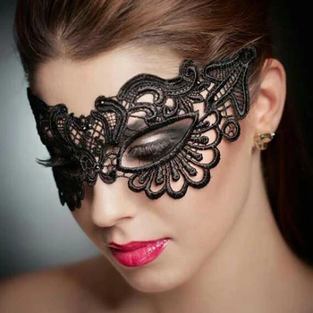 Auksinė juoda seksualių moterų nėriniuota maskarado kaukė karnavalui Helovinas Pusė veido Cosplay kaukės Šventiniai gyvūnų vakarėlių reikmenys