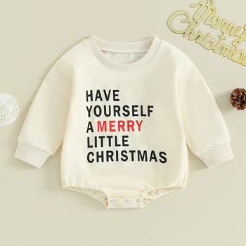 Baby Boy Girl džemperis Romper kalėdiniai drabužiai Bubble Letter Print Smėlinukas ilgomis rankovėmis Crewneck kombinezonas