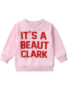 Baby Girl Autumn Džemperiai Mažylis Ilgomis rankovėmis Crewneck Letter Print Pullover Tops