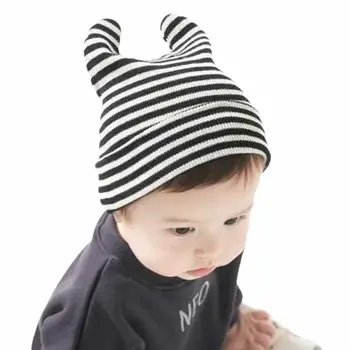 Baby Stripe Beanie naujagimio kepurė Žiema Snieguolė Mielas megztas vaikas Berniukas Mergaitė Beanie Žieminės šiltos kepurės Fotografija Rekvizitai Priedai