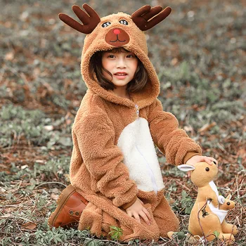 Christmas Cosplay Tėvų ir vaikų gyvūnų kostiumai Kalėdinis elnias Briedis Cosplay Koralų aksomo namų kostiumai