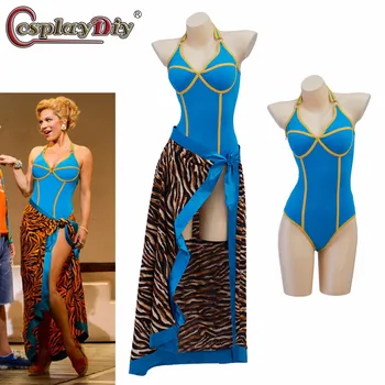 Cosplaydiy Mamma Mia Tanya Cosplay smėlinukas su sijonu pilnas komplektas Muzikinis kostiumas Tanya seksuali mėlyna šokių suknelė Mamma Mia Disco kostiumas