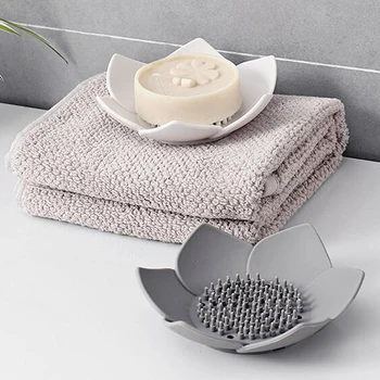 Creative Petal Soap Dish Vonios kambarys Silikono nutekėjimas Muilo dėklas Tualetas Paprasta kanalizacija Muilo stovas Vonios kambario laikymo dėžutė