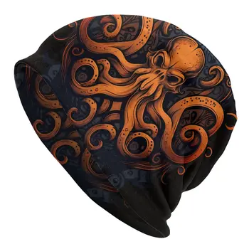 Cthulhu Fashion Hats Gothic Cthulhu Octopus Emblem Thin Hat Bonnet Special Skullies Beanies Caps Vyriškos moteriškos ausinės