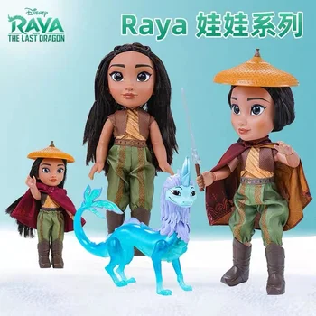 Disney Raya And The Last Dragon Series Movie Anime Figure 40/20cm Dolls And Her Sword Glowing Necklace, Dragon Music Box Gifts