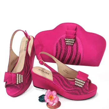 Fashion New Shoe and Matching Bag for Nigeria Party Slip On Shoes for Women Ladies Itališki batai ir krepšio rinkinys, papuoštas Rhin