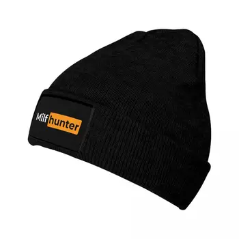 Funny Milf Hunter Knit Hat Beanies Winter Hat Warm Hip Hop Caps Vyrų moterų dovana