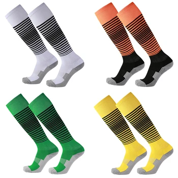 Geros kokybės rankšluostis Apačia Futbolo kojinės Suaugusieji Vyrai Moterys Ilgas storėjantis kelias Aukštas futbolo treniruočių rungtynės Dryžuotos sportinės kojinės