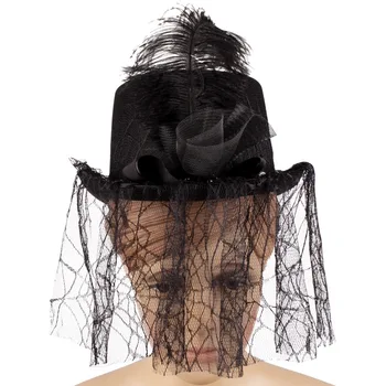 Helovino vakarėlis Seksualūs juodi nėrinių viršutinės skrybėlės scenos rekvizitai