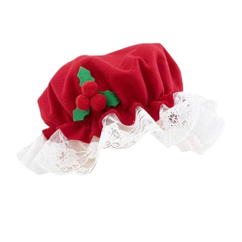 Kalėdinė variklio dangtelio kepurė su nėrinių kalėdiniu vakarėliu Ponia Kalėdų senelio kostiumo aksesuaras 449B