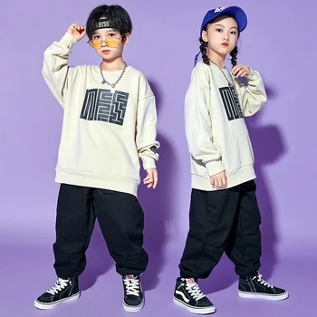 Laisva šokėjų apranga Vaikų hiphopo drabužiai K-pop apranga Gatvės šokių apranga Madingi drabužiai Performansas Kostiumas Krovininės kelnės JL3826
