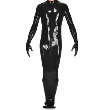 Latekso gumos juodas miegmaišis cosplay aptempti drabužiai, drabužiai su rankovėmis S-XXL