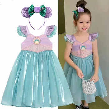 Mažoji undinėlės suknelė mergaitėms princesės vaikams Mažyliai Vasaros prom sijonas Išgalvotas gimtadienio vakarėlis Helovino karnavalas Cosplay kostiumas
