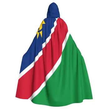 Namibijos vėliavos apsiaustas su gobtuvu Poliesteris Unisex Witch Cape kostiumo aksesuaras
