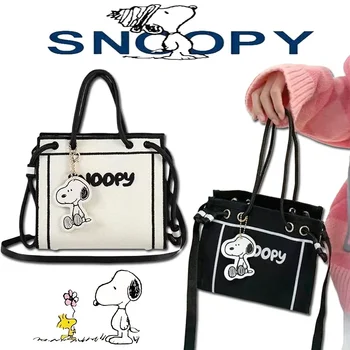 New Snoopy Canvas Crossbody Bag Fashion Trend Casual Version Handbag Ladies Large Capacity Shoulder Bag Cartoon Crossbody Bag