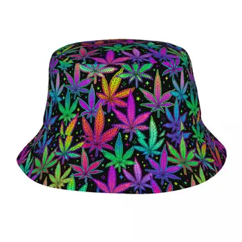 Piktžolių vaivorykštės augalų lapai Kanapės Bobo skrybėlė Marihuana Neoninis laukas Panamka skrybėlė Unikalus dizainas