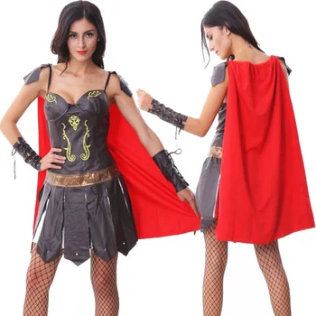 Romėnų karys Graikų deivė Cosplay uniforma moterims Spartan Xena Princess Gladiator kostiumas Helovino vakarėlis Puošni suknelė