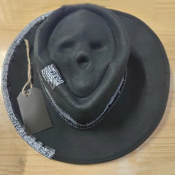 Suaugusiųjų Helovino kaubojiška skrybėlė Madinga vakarietiška galvos apdangalo puošmena Helovino entuziastų vakarėlio dovanai 10CF