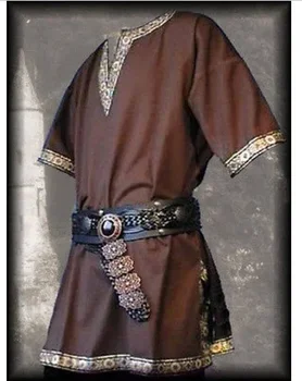 Viduramžių renesanso kostiumai Vyrai Bajoras Tunika Vikingas Aristokratas Chevalier Knight Warrior Halloween Cosplay kostiumai ir diržas