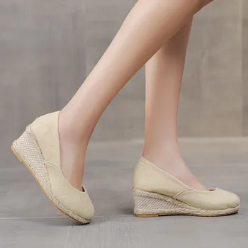 Vienspalvė vasaros mados platforma Pleištai Moteriškos basutės Glaustas stilius Patogūs moteriški batai Lauke Apvalūs kojų pirštų sandalai