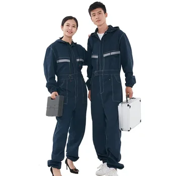 Vientisi darbo drabužiai vyriški dulkėms atsparūs darbo drabužiai ilgomis rankovėmis darbo draudimas kostiumasdenim kostiumas suvirintojo mašinų remontas