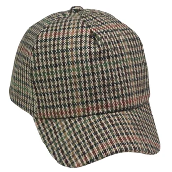 Vintažinio stiliaus tvido vyriška kepurė Senosios mokyklos beisbolo kepuraitė Tėvo pledinės kepurės Tamsiai pilka Reguliuojama