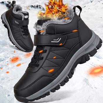 WTEMPO Žiema Moterys Vyriški batai Neperšlampami odiniai batai Man Plush šilti sportbačiai Man Kulkšnis Sniego batai Laisvalaikio batai Didelis dydis 39-46